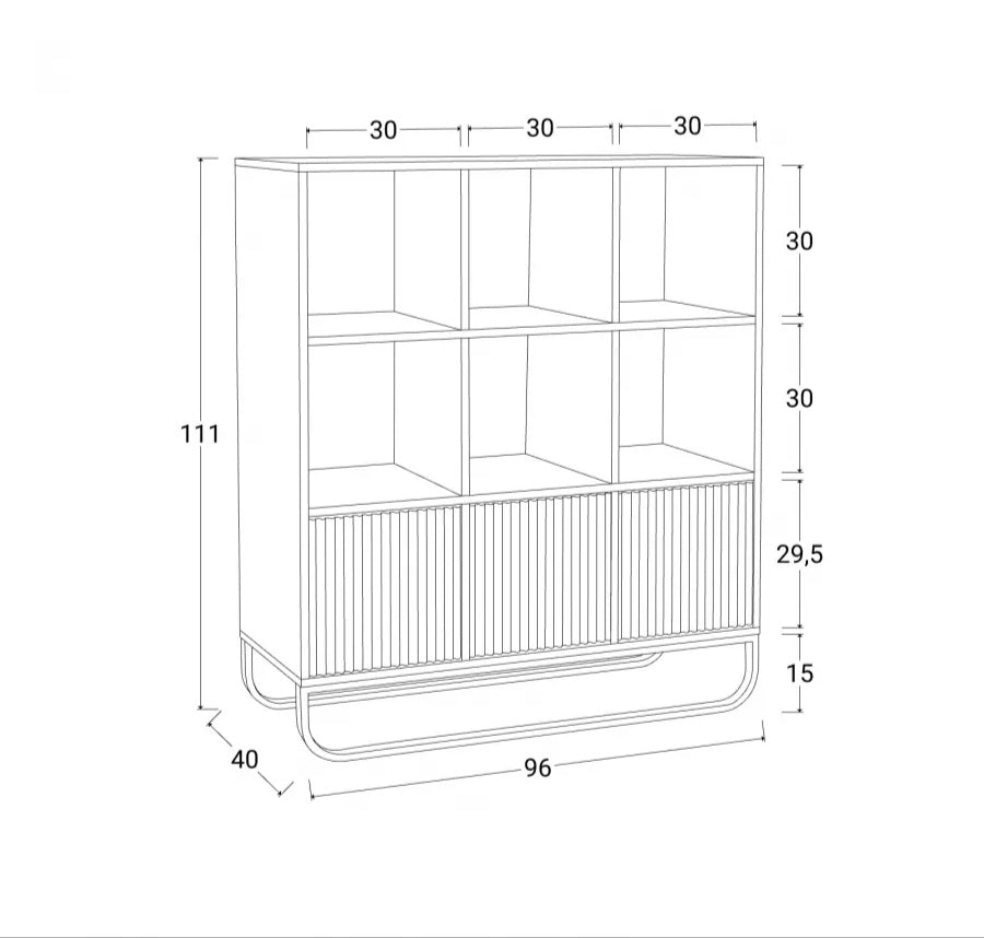 Libreria 96x111h cm in legno effetto cannettato