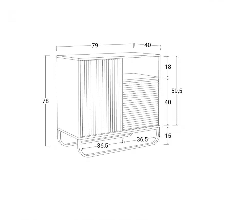 Madia 79x78h cm in legno effetto cannettato