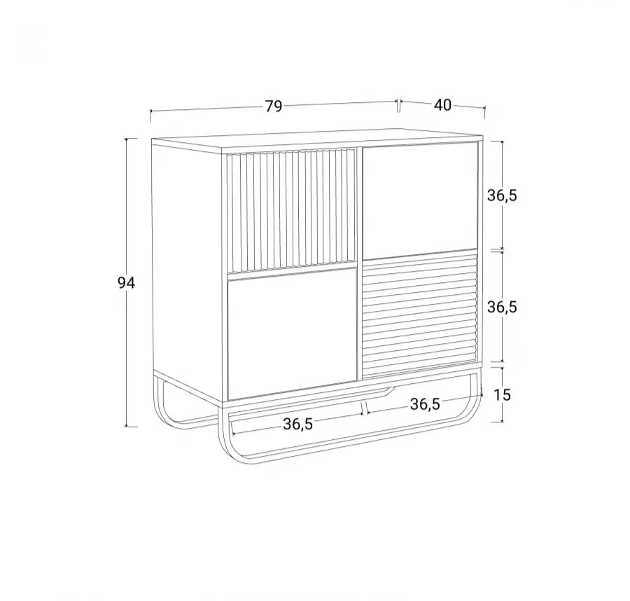 Madia 79x94h cm in legno effetto cannettato