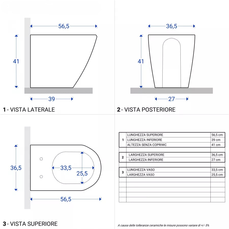 Sanitari filomuro ceramica vaso con bidet e sedile SoftClose