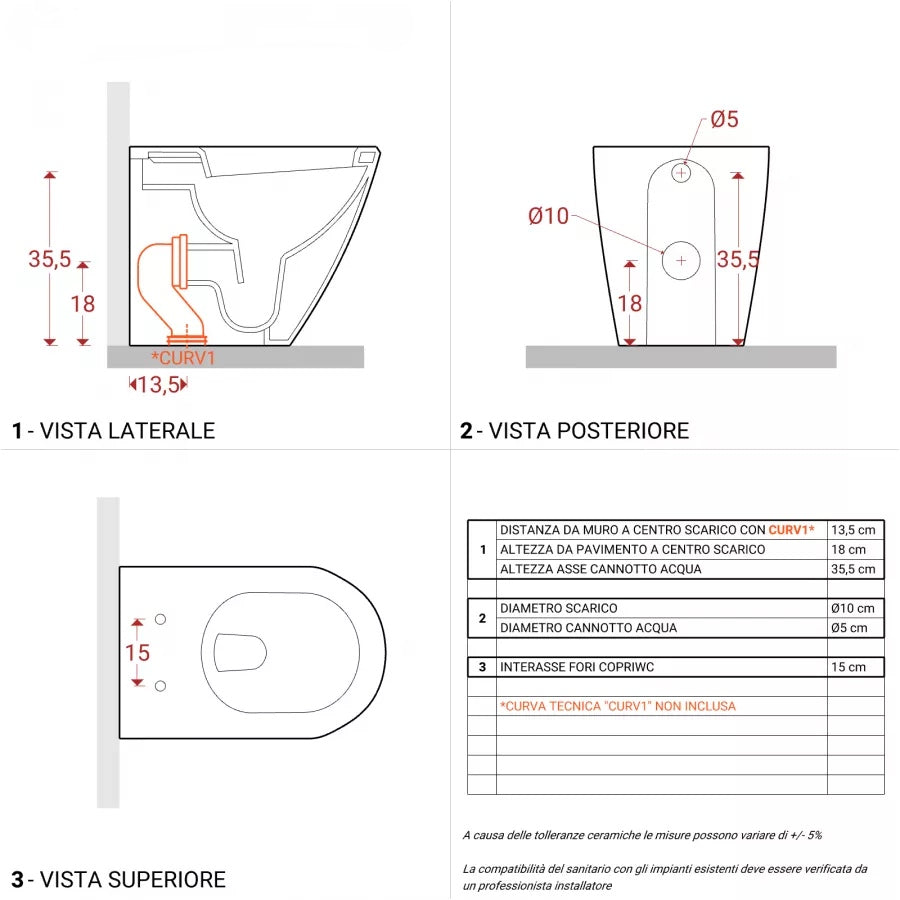 Sanitari filomuro ceramica vaso con bidet e sedile SoftClose