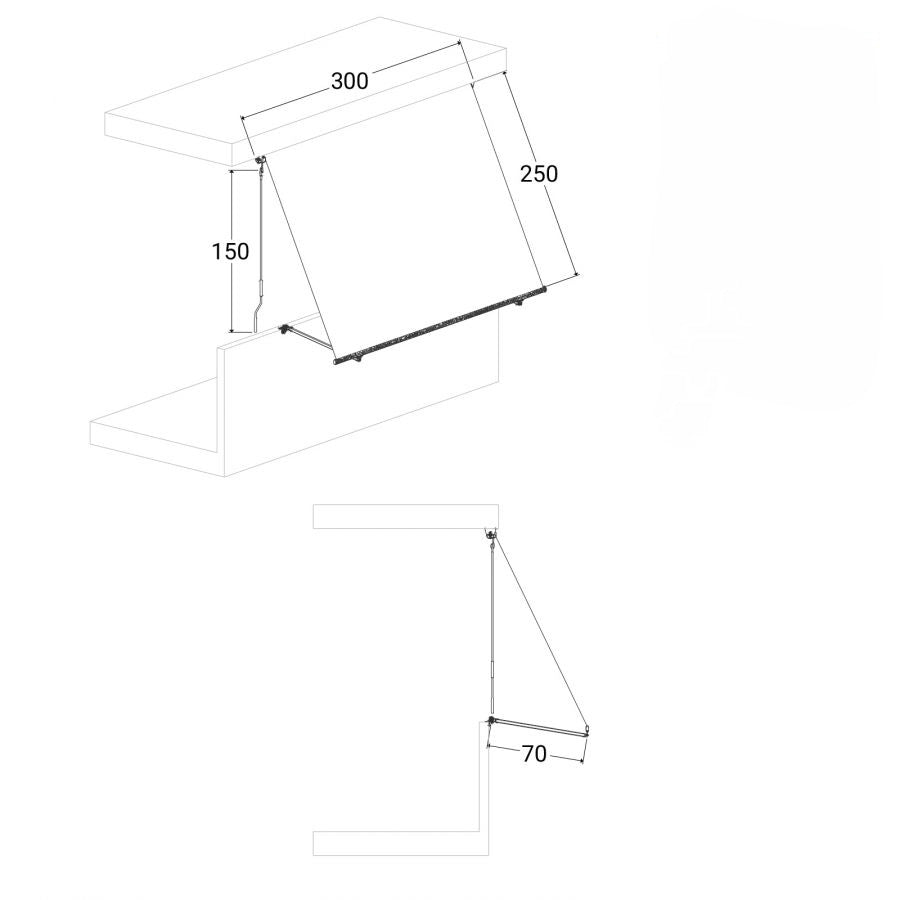 Tenda da sole con bracci 300 cm estensione 250 cm verde a righe