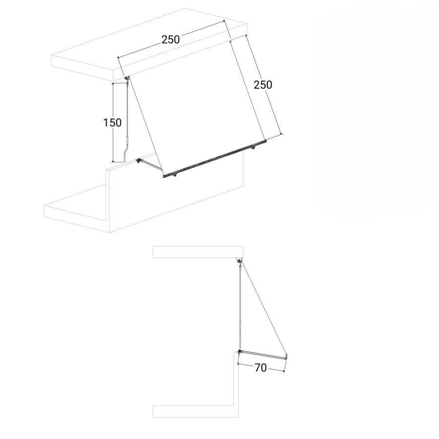 Tenda da sole con bracci 250 cm estensione 250 cm verde