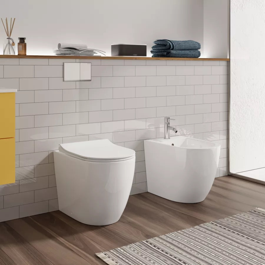 Sanitari filomuro ceramica vaso con bidet e sedile SoftClose