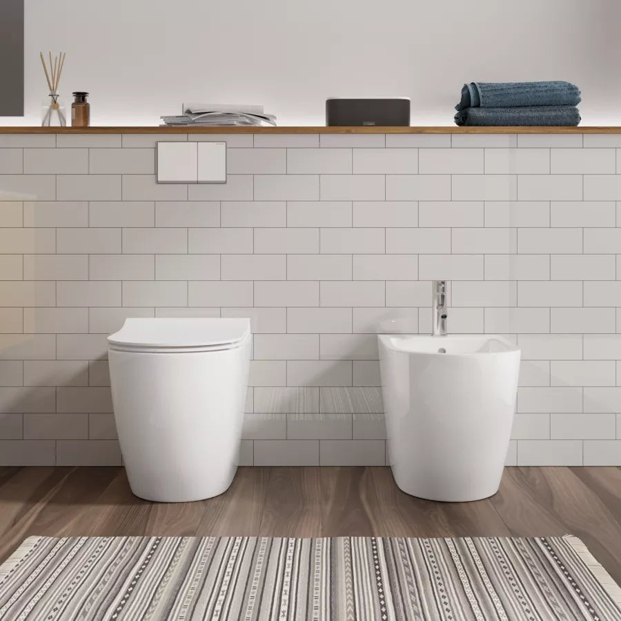 Sanitari filomuro ceramica vaso con bidet e sedile SoftClose