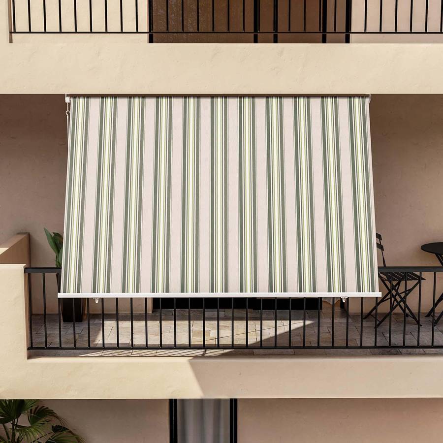 Tenda da sole con bracci 300 cm estensione 250 cm verde a righe