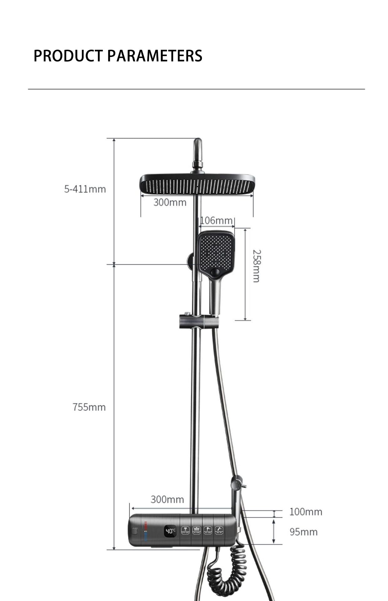 Colonna doccia di alta qualità con display intelligente termostatico