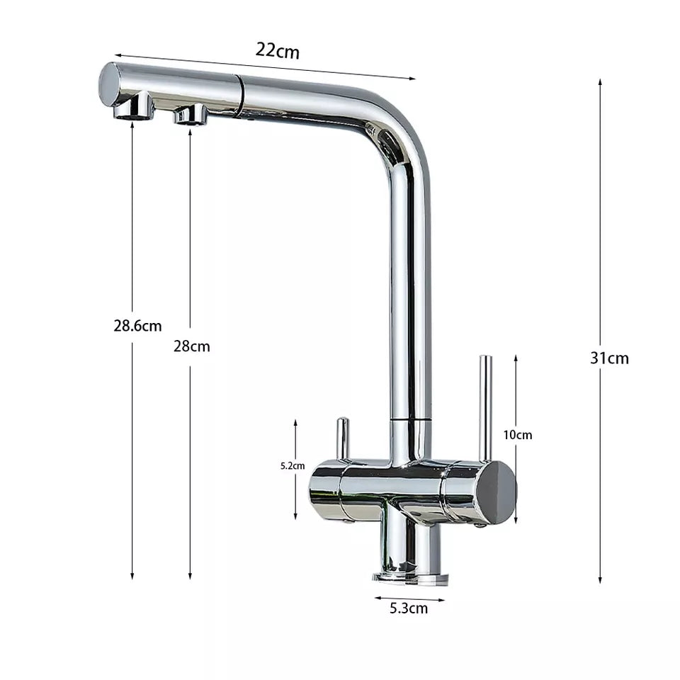 Miscelatore lavabo a 3 vie per Depuratore con doccetta estraibile