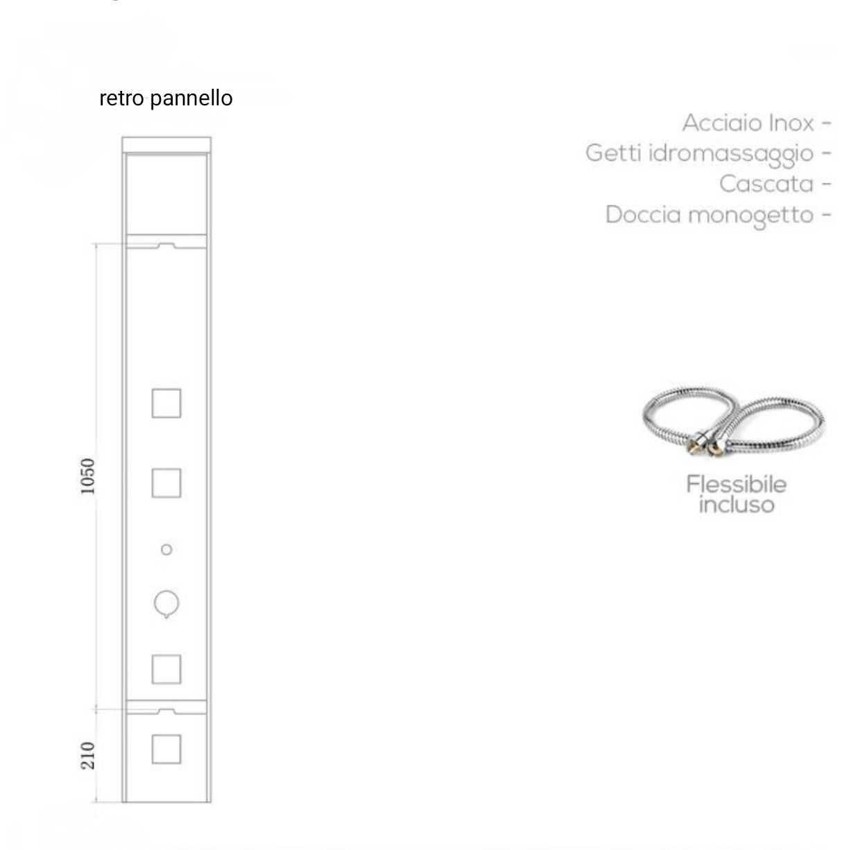 Pannello doccia idromassaggio squadrato Keen con cascata cervicale idroterapia