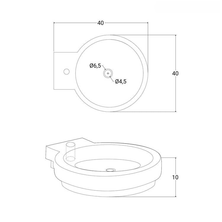 Lavabo da appoggio monoforo 40 cm in marmo nero