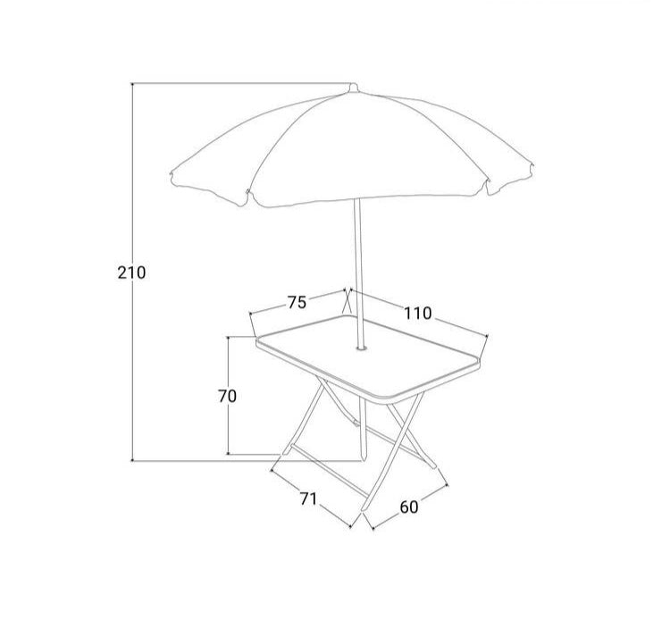 Set pranzo da giardino con ombrellone tortora