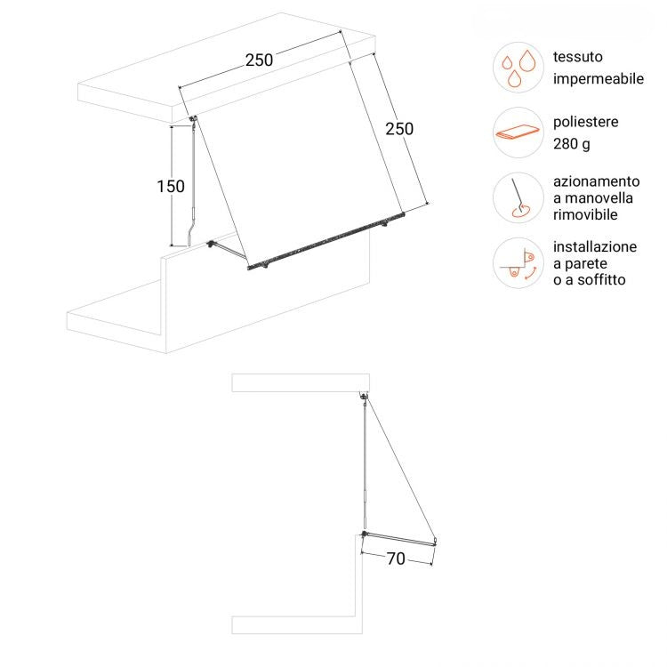 Tenda da sole con bracci