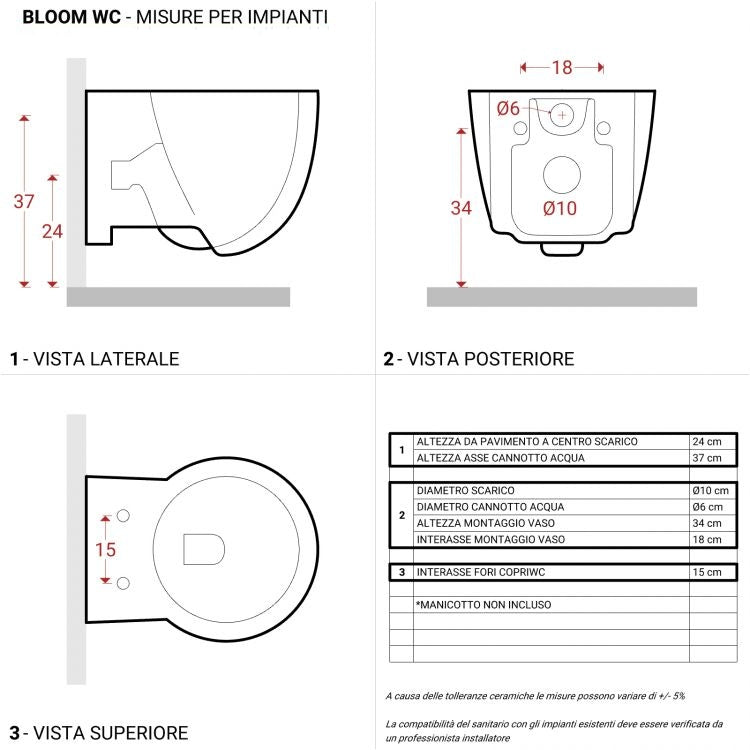 Sanitari sospesi in ceramica lucida con sedile copri wc softclose salvaspazio