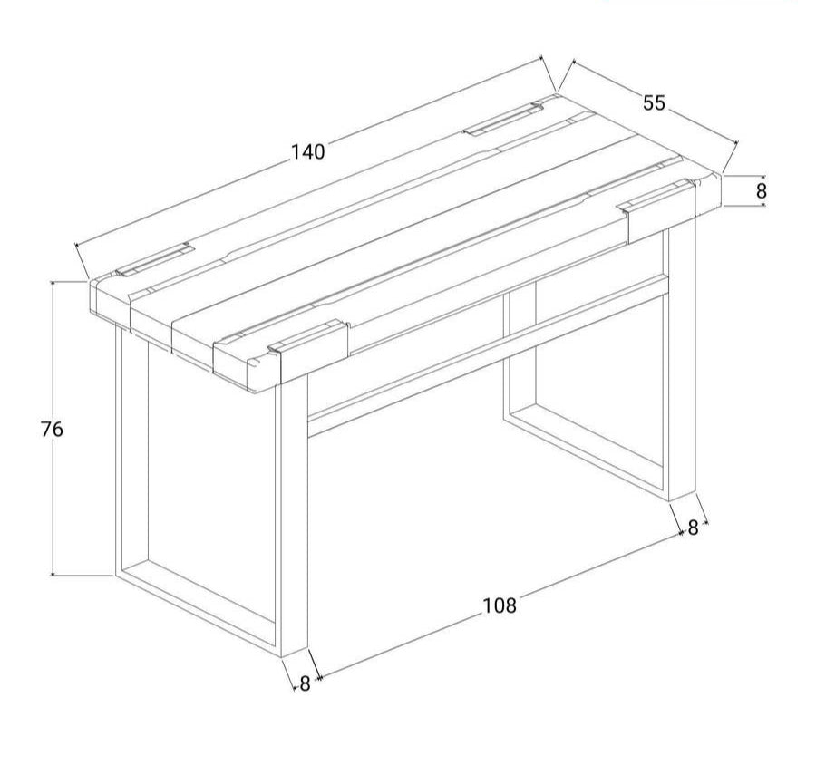 Mobile bagno 140 cm con piano in legno 8 cm