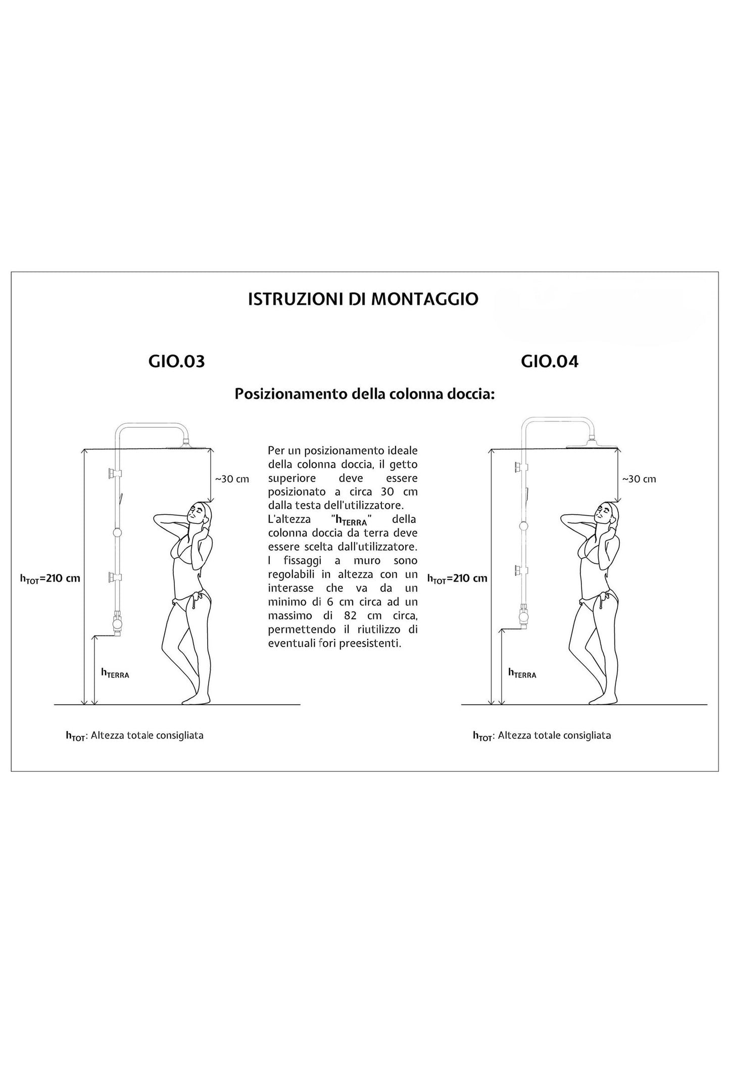 Colonna Doccia A Ponte Con Soffione Rettangolare