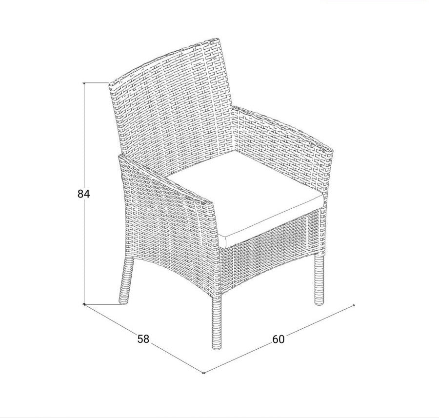 Set giardino 2 sedie con cuscini grigio chiaro/panna e tavolino da caffè