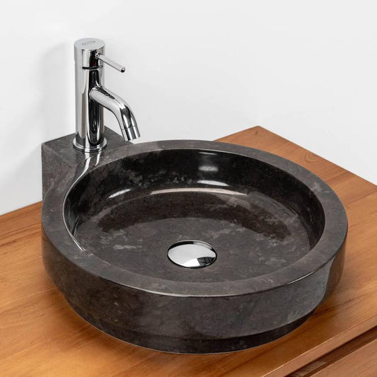 Lavabo da appoggio monoforo 40 cm in marmo nero