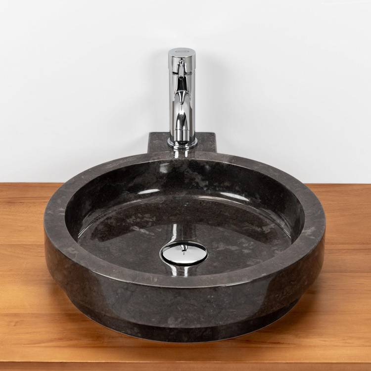 Lavabo da appoggio monoforo 40 cm in marmo nero