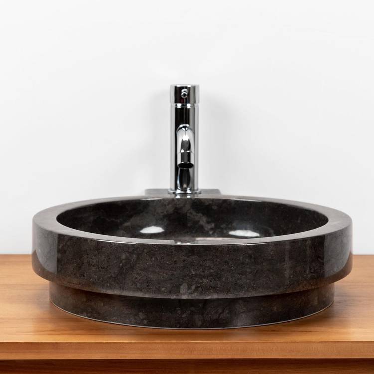 Lavabo da appoggio monoforo 40 cm in marmo nero