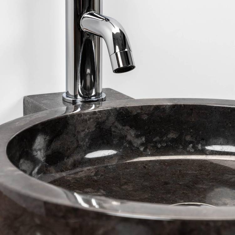 Lavabo da appoggio monoforo 40 cm in marmo nero