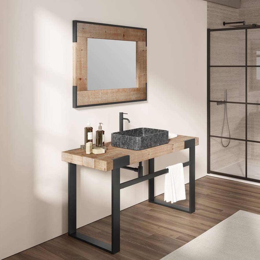 Mobile bagno 140 cm con piano in legno 8 cm