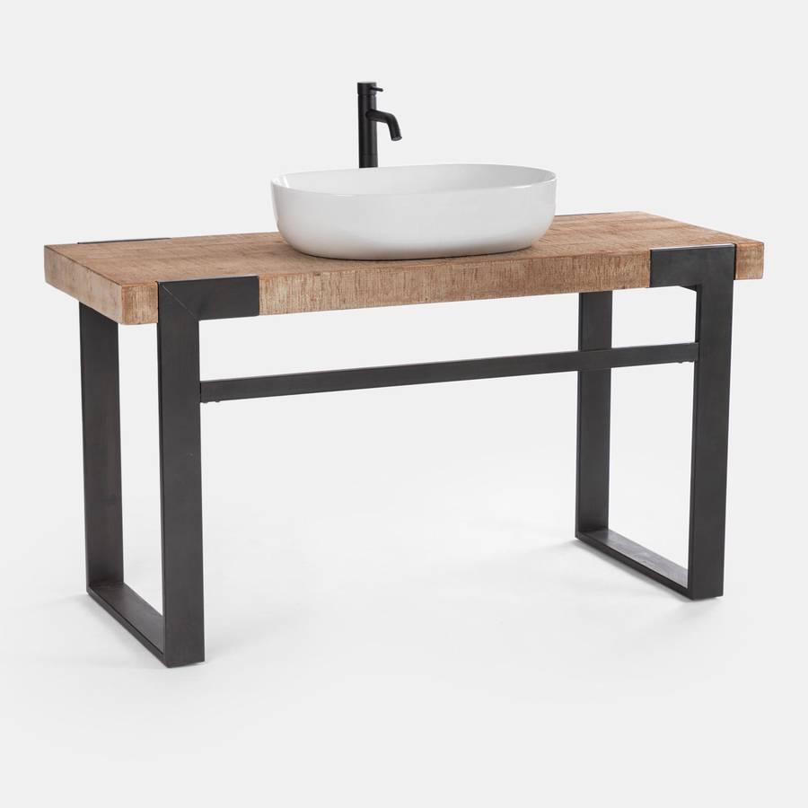 Mobile bagno 140 cm con piano in legno 8 cm