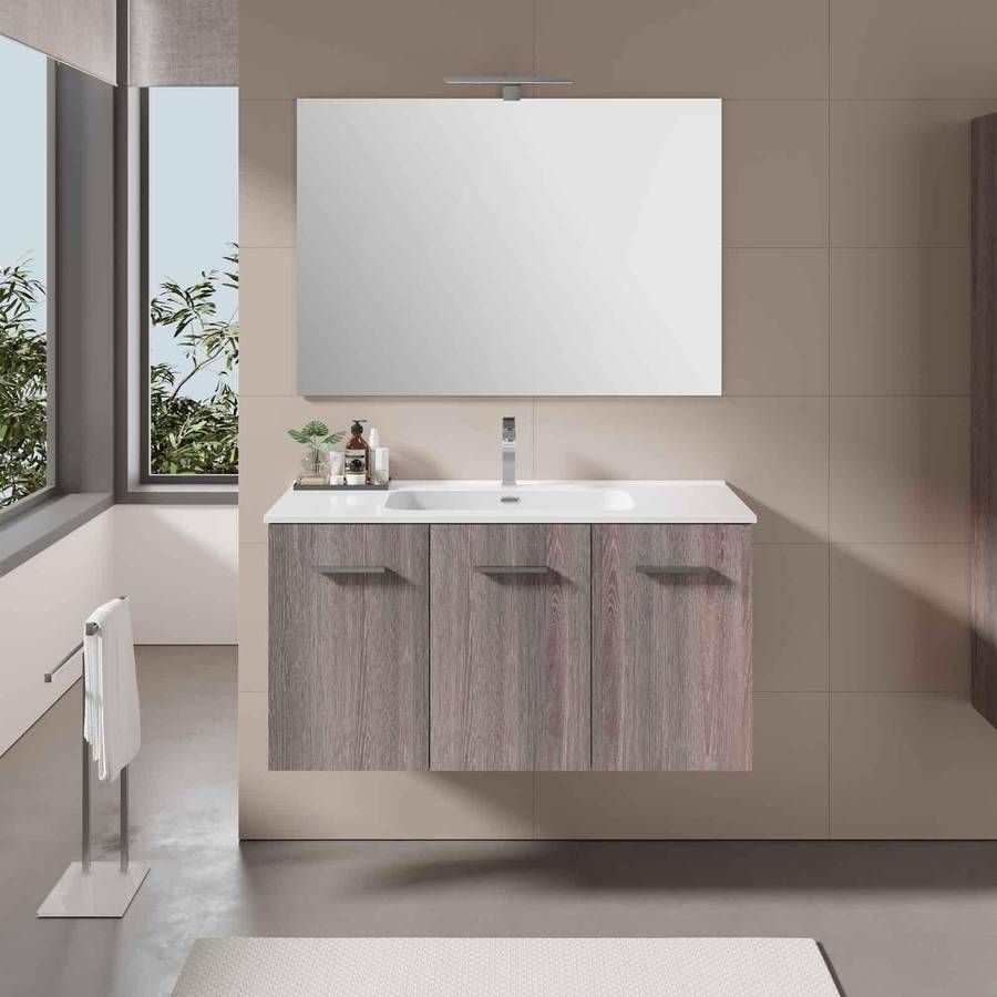 Mobile da bagno sospeso 100 cm rovere silk