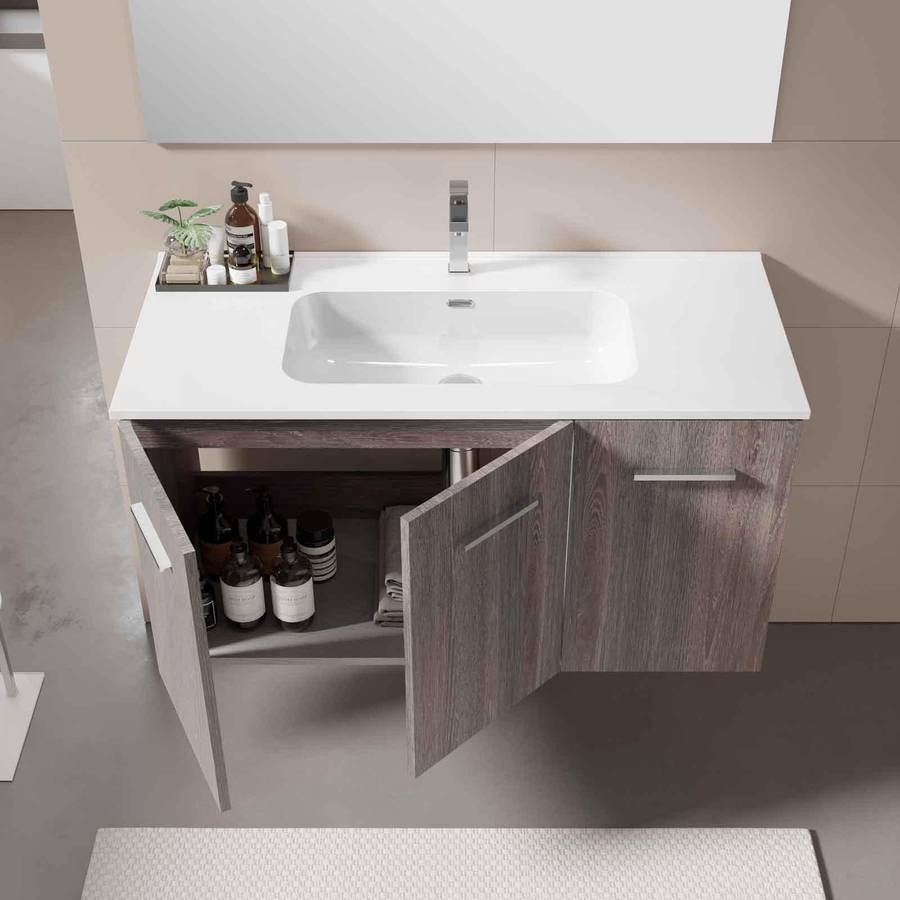 Mobile da bagno sospeso 100 cm rovere silk