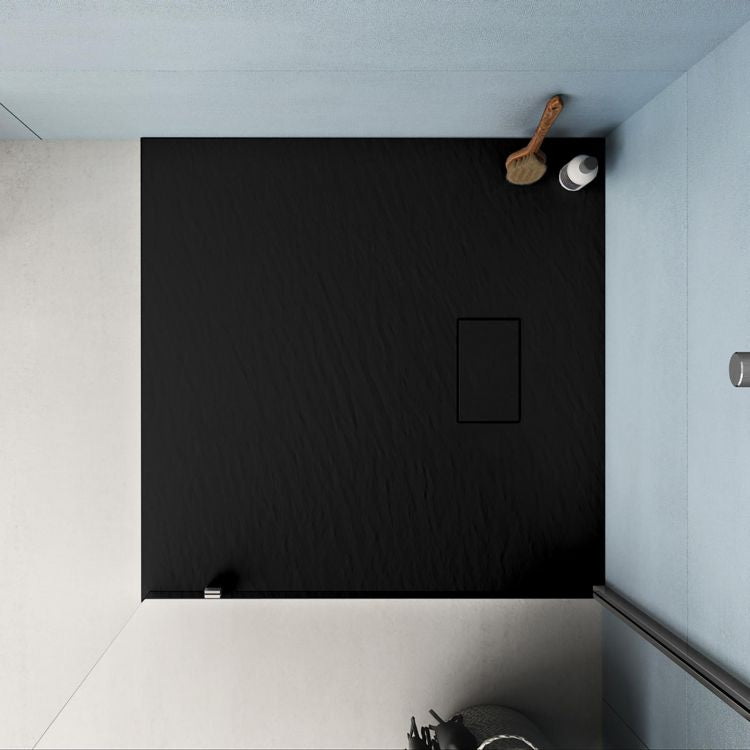 Piatto doccia 90x90 nero ultraslim effetto pietra riducibile su misura