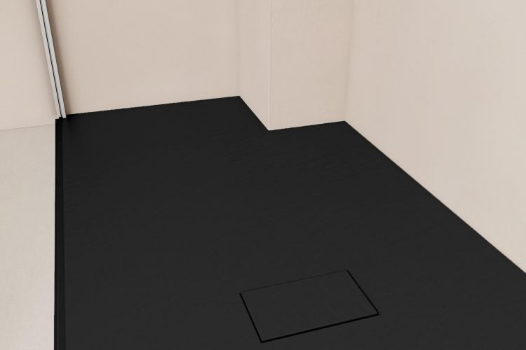 Piatto doccia 90x90 nero ultraslim effetto pietra riducibile su misura