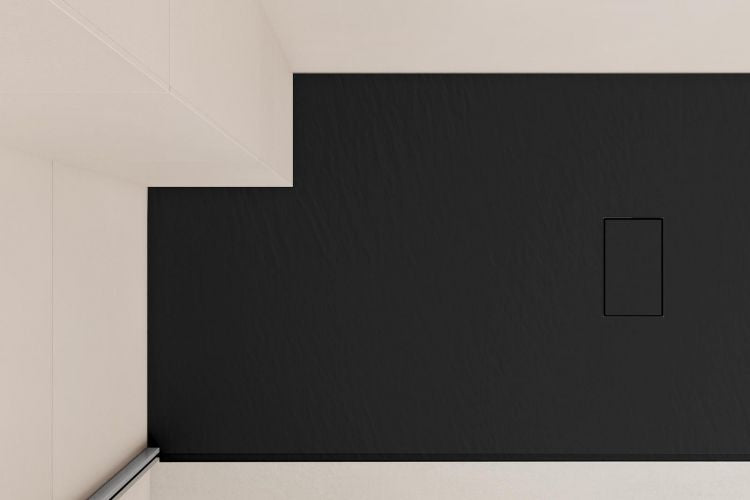 Piatto doccia 90x90 nero ultraslim effetto pietra riducibile su misura