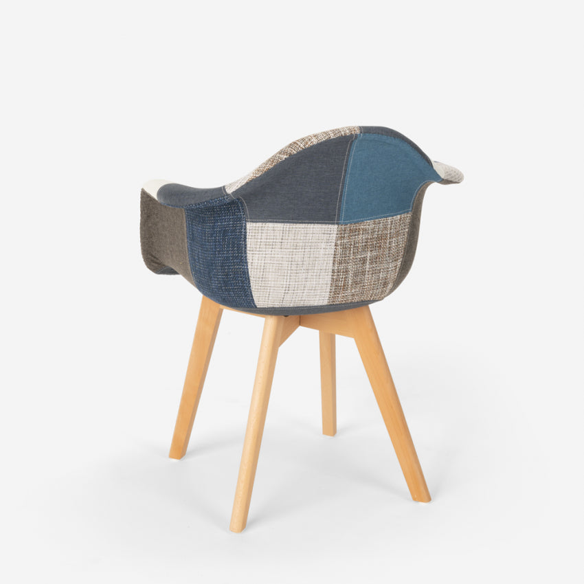 Sedia Poltrona Patchwork Design Nordico Salotto Cucina Studio