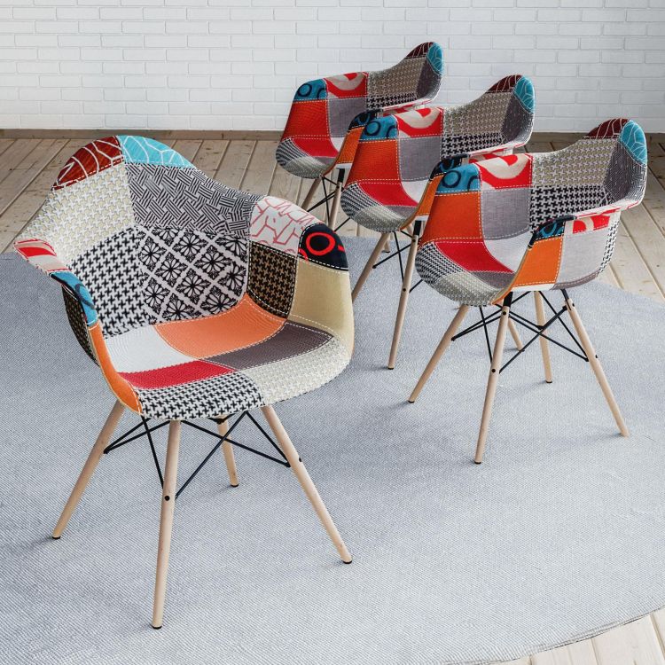 Set 4 poltroncine patchwork toni caldi